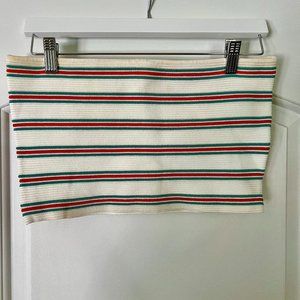 LA Hearts Large Strapless striped crop top